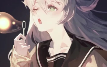 Live Phone Girl Blowing Bubbles At Night Anime Wallpaper For iPhone And Android