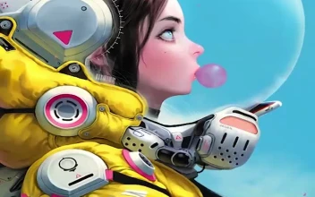 Yellow Space Suit Girl For iPhone Wallpaper