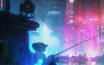 iPhone and Android Cyberpunk Night City Fishing Boats Phone