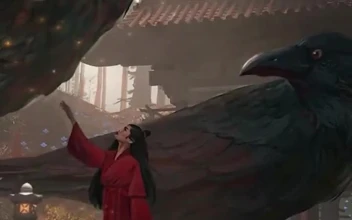 iPhone  Android Giant Crow In The Temple Asian Girl Phone