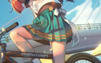 iPhone  Android Anime School Girl On Bicycle Phone