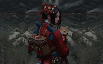 Girl With Shiba Inu