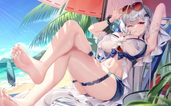 Summer Chill Anime Girl in Beach 4K Live Background