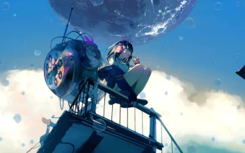 Anime Anime Girl Blowing Bubbles