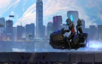 Cyberpunk Motorcycle in City