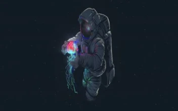 Astronaut In Space With Jellyfish