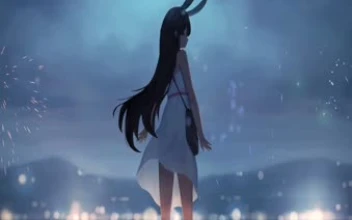 Fireworks Anime Girl With Bunny Ears Animated Live Deskop