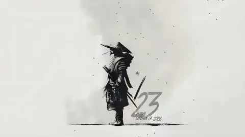 Ink Samurai Clock - Free Live Wallpaper