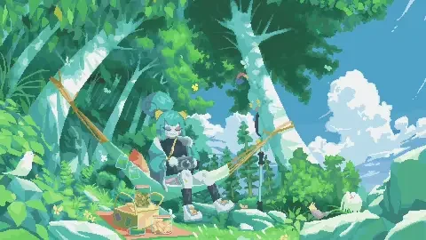 Pixel Forest Hammock Live Wallpaper - Free Live Wallpaper