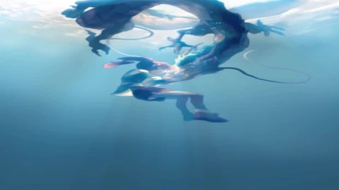 Girl with Dragon in the Ocean Anime Live Wallpaper - Free Live Wallpaper