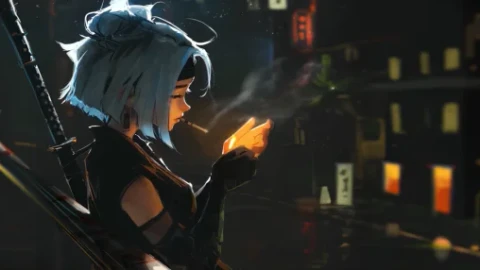 Samurai Girl Smoking Live Wallpaper - Free Live Wallpaper