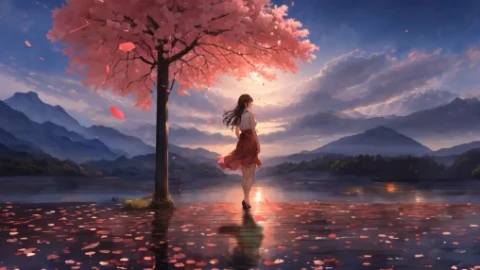 Girl And Sakura View Live Wallpaper - Free Live Wallpaper
