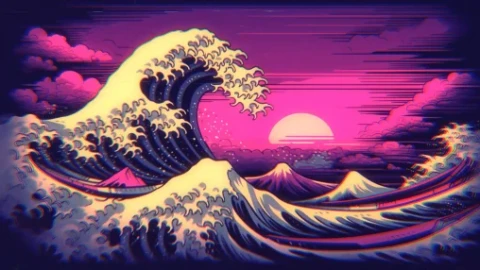 Synth Waves Kanagawa 4K Live Wallpaper - Free Live Wallpaper