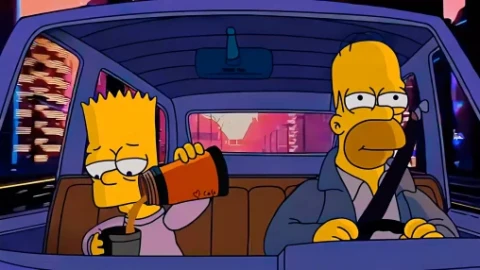 Bart & Homer Chill Drive 4K Live Wallpaper - Free Live Wallpaper