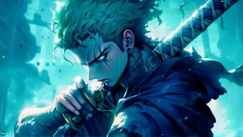 Roronoa Zoro on Rain Live Wallpaper - Free Live Wallpaper
