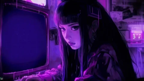 Sad Purple Girl Live Wallpaper - Free Live Wallpaper