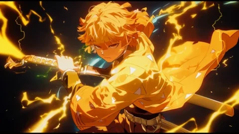 Zenitsu Thunder Breath - Kimetsu No Yaiba Live Wallpaper - Free Live Wallpaper