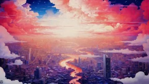 Sunset City Dreamscape - Live Wallpaper - Free Live Wallpaper