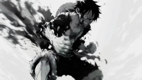 Monochrome Fury: Luffys Rage Live Wallpaper - Free Live Wallpaper