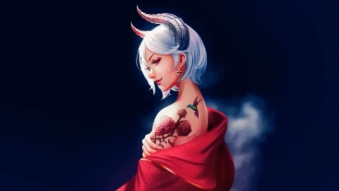 Demoness with Hummingbird Tattoo Live Wallpaper - Free Live Wallpaper