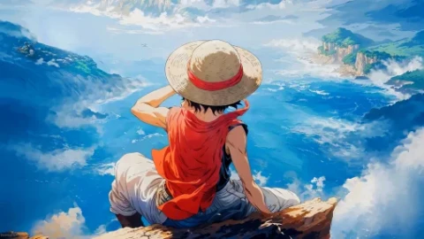 Monkey D Luffy on Cliff Live Wallpaper - Free Live Wallpaper