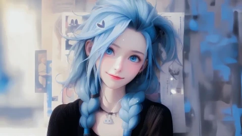 Blue Hair Girl Live Wallpaper - Free Live Wallpaper