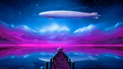 Zeppelin Over The Lake Live Wallpaper - Free Live Wallpaper