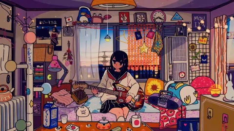 Girl Playing Guitar Live Wallpaper - Free Live Wallpaper