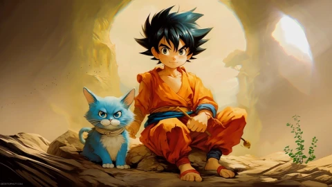 Kid Goku and Cat Live Wallpaper - Free Live Wallpaper