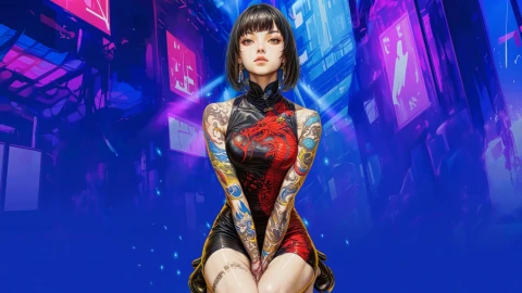Dragon Girl With Tattoos Live Wallpaper - Free Live Wallpaper