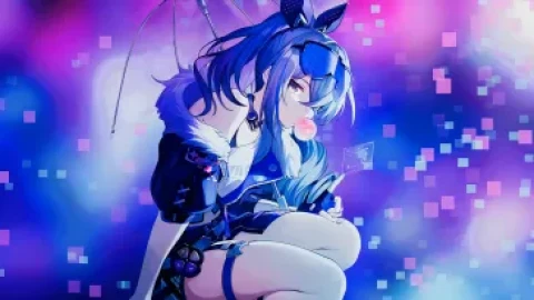 Silver Wolf Chewing her Bubble Gum - Free Live Wallpaper