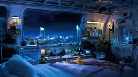 Cyberpunk Room With City View Live Wallpaper - Free Live Wallpaper