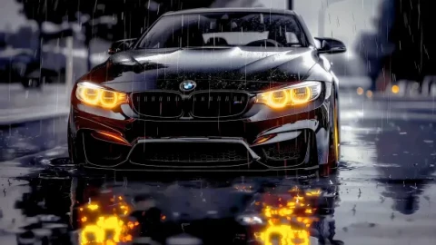 Black BMW Car in Rain Live Wallpaper - Free Live Wallpaper