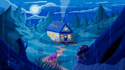 Purrple Cat - House In The Woods Live Wallpaper - Free Live Wallpaper