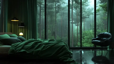 Green Room and Forest Rain View Live Wallpaper - Free Live Wallpaper