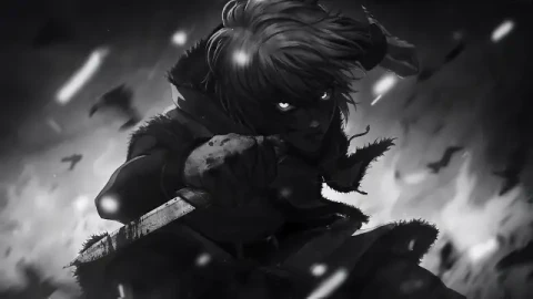 Thorfinn Winland saga monochrome live wallpaper - Free Live Wallpaper