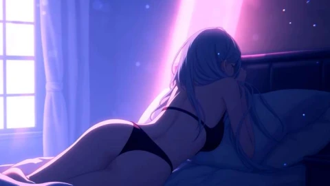 Blue-Haired Girl Chilling Live Wallpaper - Free Live Wallpaper