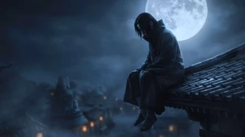 Naruto - Itachi Uchiha Moonlight Rooftop Live Wallpaper - Free Live Wallpaper