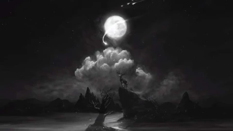 Monochrome Fantasy Night - Stag & Moon 4K Live Wallpaper - Free Live Wallpaper