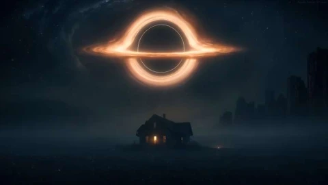 House Glowing Under Black Hole Live Wallpaper - Free Live Wallpaper