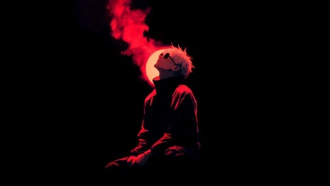 Jujutsu Kaisen - Satoru Gojo Red Smoke Minimalist Live Wallpaper - Free Live Wallpaper