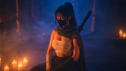 Ninja Girl Candlelight Live Wallpaper - Free Live Wallpaper