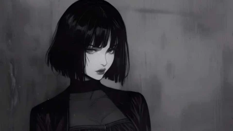 Dark Aesthetic Girl - Monochrome Live Wallpaper - Free Live Wallpaper