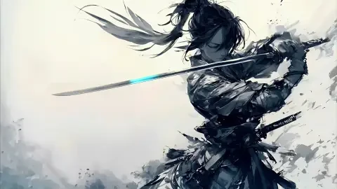 Ink Samurai: Blue Eye Live Wallpaper - Free Live Wallpaper