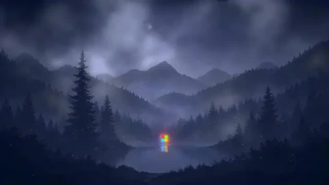 Dark Forest With Windows Logo Live Wallpaper - Free Live Wallpaper
