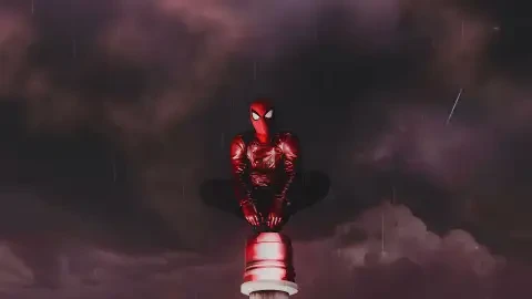Spiderman in the Rain: Crimson Sky Live Wallpaper - Free Live Wallpaper