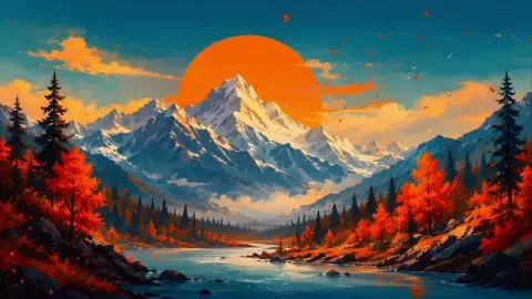 Autumn Mountain Sunset Live Wallpaper - Free Live Wallpaper