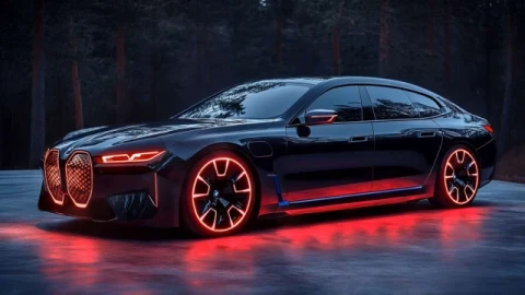 BMW i7 Néon Rouge Cyberpunk Luxe Live Wallpaper - Free Live Wallpaper