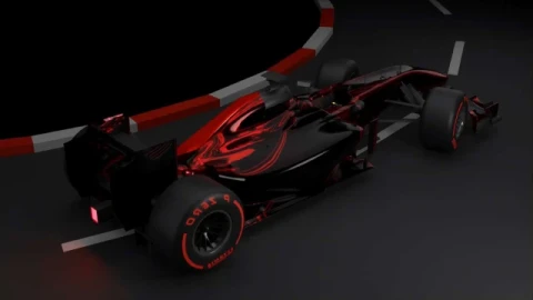 F1 Concept Car - Black & Red Abstract Livery 4K Wallpaper - Free Live Wallpaper