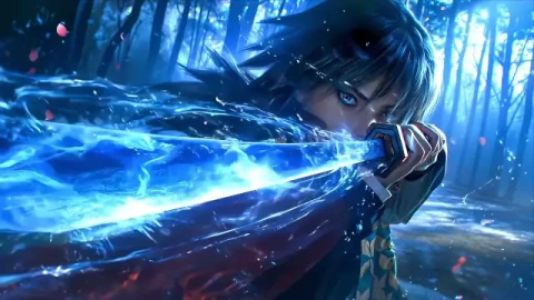 Giyu Tomioka Blue Nichirin Katana Live Wallpaper - Free Live Wallpaper
